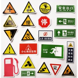 50Pcs Traffic Signs Decals Funny Traffic Warning Signs Stickers Workplace Safety Signs Graphics Exit Sign