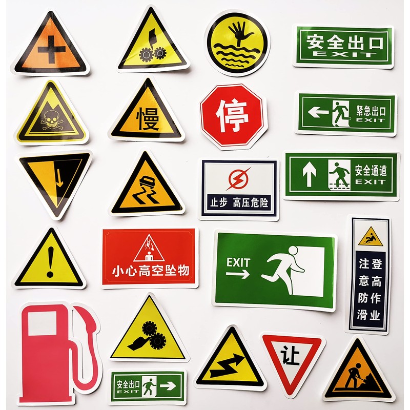 50Pcs Traffic Signs Decals Funny Traffic Warning Signs Stickers Workplace