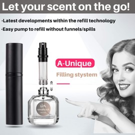 AsaNana AsaNana Perfume Atomiser, Refillable & Travel Size Perfume Bottle, Leaking Proof,Bottom Pump without Funnel, Luxurious Small women and men, 5ml (Cla.-Mat Black)