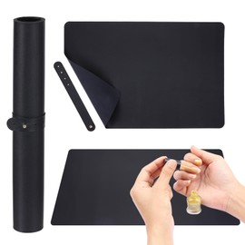 HJZHII Nail Art Table Mat, Foldable Nail Mat for Nail Tech Soft PU Leather Pillow Manicure Pad Nail Training Cushion Waterproof Nail Arm Rest Pad for Acrylic Nail Makeup Salon Home(Black)