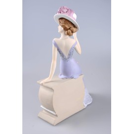 Comfy Hour Glamour Elegance Victorian Style Lady Collection Peony Flower Lady Sitting On Dresser Chair Resin Collectible Figurine,11-inch Height, Pink & Light Purple