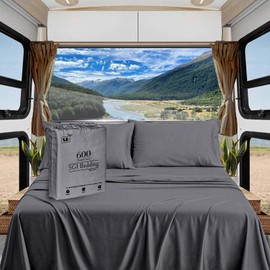 SGI bedding RV King Sheets Luxury Soft 100% Egyptian Cotton -Classic Collection Bed Sheet Set for RV King 72x80 Mattress Dark Gray Solid 600 Thread Count Deep Pocket...