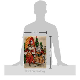 Angeleno Heritage Holiday Mouses Burlap Garden Flag Winter Christmas Santa Marry Xmas Present Reindeer Season Wintertime Snow House Decoration Banner Small Yard Gift Double-Sided, Made in USA