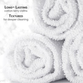 Terry Bar Mop Towels (Value Pack of 100) Size 14"x17" – Absorbent and Durable, Multipurpose Cleaning Rags, Cotton Cleaning Towels, Terry Cloth Rags, Reusable Shop Rags (White)