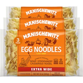 Manischewitz Traditional Extra Wide Egg Noodles 12oz (3 Pack), Homestyle Taste & Texture, Premium Enriched, Low Sodium, No Preservatives