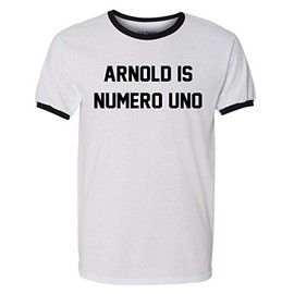 Arnold Is Numero Uno T Shirt Pumping Iron Movie Bodybuilding Muscle Gym Workout Ringer Tee (XL)