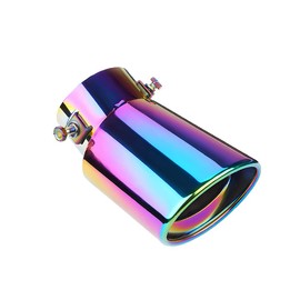 Sakali Polished Exhaust Tip Bolt-On Car Exhaust Tail Muffler Tip Pipes Universal Fit Pipe Diameter 1.5" to 2.25" (Neon,Curved)