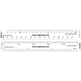 Map Ruler for 1:25,000 Scale Maps. LAT/Lon, Miles, Kilometers
