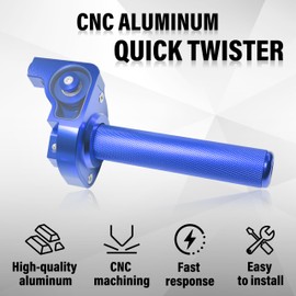 VUOZIP 7/8" 22mm CNC Twist Throttle Grip with Cable - Blue