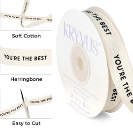 Kryvus You're The Best Ribbon - 5/8 Inch x 12 Yards Natural Twill Tape Ribbon, Cotton Herringbone Ribbons for Gift Wrapping, Birthdays, Christmas, Anniversaries, Valentine's Day, Mother's Day
