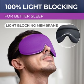 Peace&Quiet | PQ Sleep Mask for Side Sleepers - 3D Contoured Light Blocking Sleeping Mask for Women and Men, Lightweight & Soft Eye Shade Cover for Deep Rest, Premium Quality (Purple)