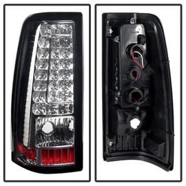 ACANII - For 2003-2006 Chevy Silverado 1500 2500HD 3500HD Chrome Housing C Stirp LED Tail Lights Brake Lamps Left+Right