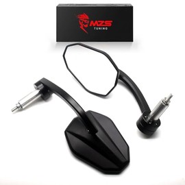 MZS Motorcycle Bar End Mirrors, 7/8 Handlebar Side Mirror Black CNC Aluminum Alloy Arrow Universal Rear View Accessories Compatible with Street Sport Bike Cruisers Touring Scooter