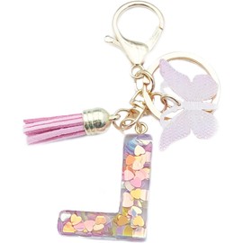 Unpafcxddyig Fashion A-Z Initials Letter Keychain Tassel Butterfly Pendant for Wallet Backpack Handbags Women