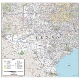 MapSherpa: Texas State Wall Map - 26 x 27 inch Poster - Front Lamination