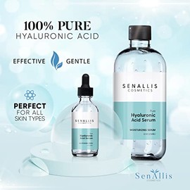 Hyaluronic Acid Serum 8 fl oz And 2 fl oz, Made From Pure Hyaluronic Acid, Anti AgingWrinkle, Ultra-Hydrating Moisturizer That Reduces Dry Skin...    