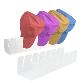 GRSECPO 2 Pack Acrylic Baseball Cap Organizer – Space-Efficient Stand Holds 14 Caps, No Installation Required for Closet, Bedroom, Dresser (Clear)