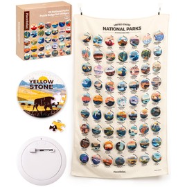 PieceRelax 63-Pack Puzzle Badges 1008 Pieces for Adults - Studio Inception - US National Park - Unique Gift & Home Décor with Plastic Jigsaw Puzzle, Includes Hanging Canvas [BD1133]