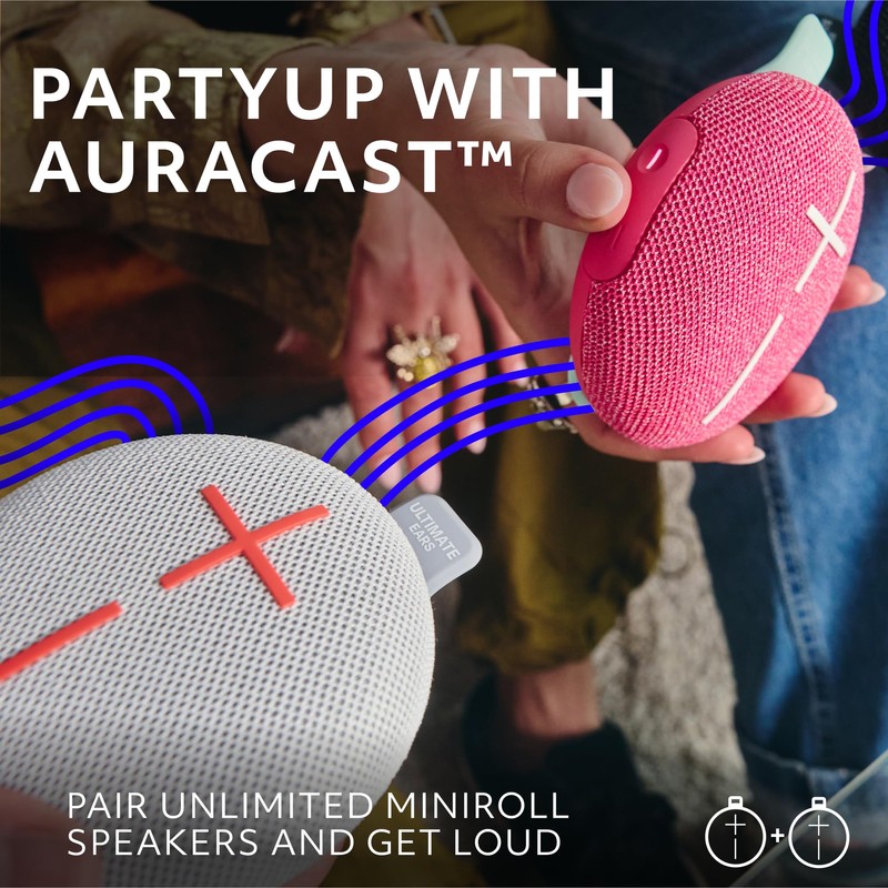 ULTIMATE EARS MINIROLL Ultra-Portable Waterproof Bluetooth Speaker, Big Bass, IP67