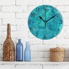 Bolaz Silent Non Ticking Round Wall Clock, Geometric Teal Blue