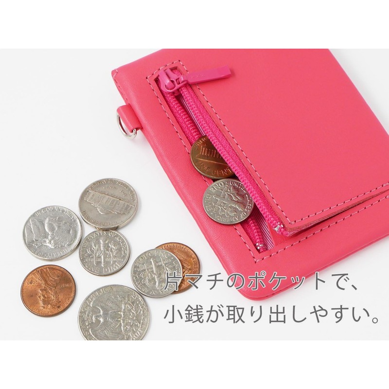 Slip-On NSL-3402 Noir Key Coin Pass Pouch, Pale Pink, Genuine