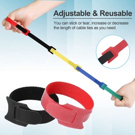 Cable Tie Cord Binding Bands, Cable Ties Velcro Tape Storage Cord Binding Tie Wrap, Reusable Management Tie Wrap