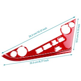 AIRSPEED Carbon Fiber for 2018-2024 Toyota Camry Center Console Button Frame Cover Car Interior Trim Accessories, Red, Type A with Windshield Defogging Button