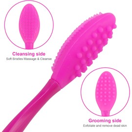 Cepillo Exfoliante de Labios de Silicona de Doble Cara para Unos Labios Más Suaves Y Voluminosos, Color Fucsia, 2 Unidades