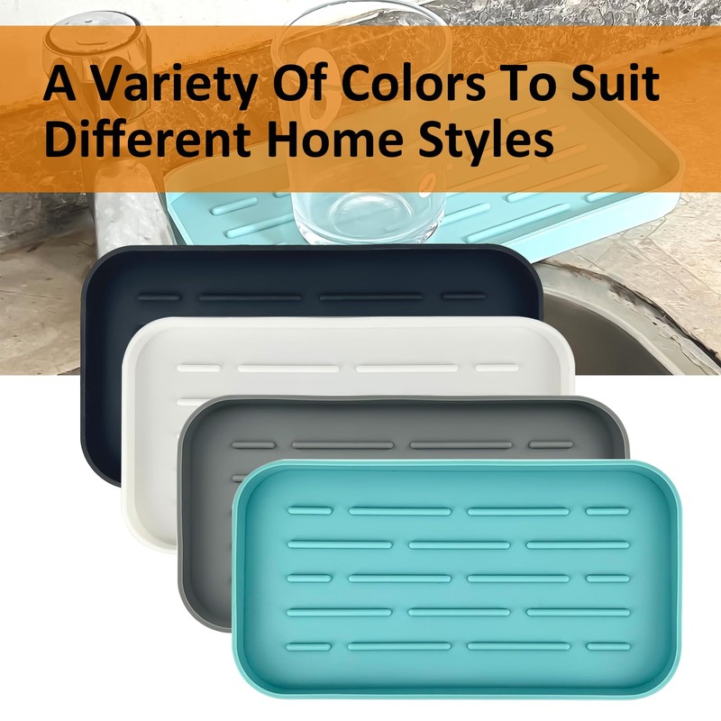 FZHOME Silicone Kitchen Sink Organizer Tray for Multiple Usage (Green)