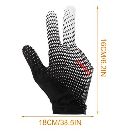 HEALLILY 1PC Elastic 3 Fingers Show Gloves for Billiard Shooters Carom Pool Snooker Cue Sport Wear on the Right or Left Hand Black White