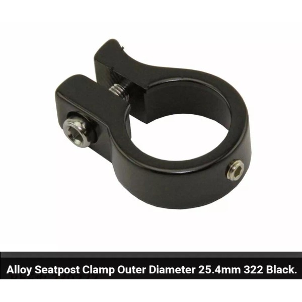 QUALITY BLACK ALLOY BICYCLE SEAT POST CLAMP OUTER DIAMETER 25.4MM,