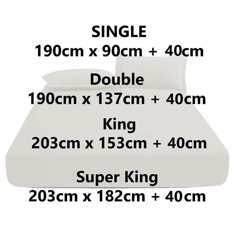 KHIM 100% Cotton 40CM/16inch Extra Deep Fitted Sheet Single, Double,