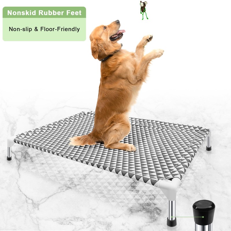 Elevated Outdoor Dog Bed, Large Size, Cotton Material, Non-Slip Feet,