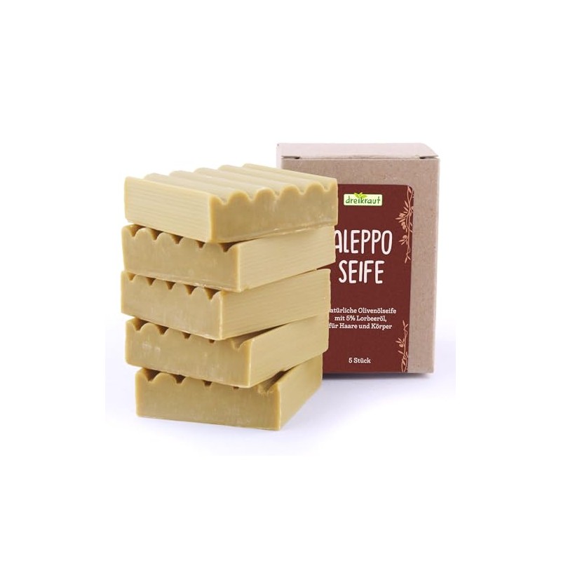 Aleppo-Seife, Set mit 5 Stücken, ideal als Gästeseife oder Kinderseife,