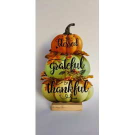 Handmade Thanksgiving Decoration Statue, Fall decoration, Blessed, Grateful, Thankful