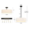 PUMING 19.7" 5-Light Black Drum Chandelier with Modern White Linen