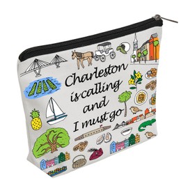 WZJHCL Charleston South Carolina Bachelorette Party Makeup Bag Charleston South Carolina City Travel Pouch Bag Charleston Souvenir (Charleston)