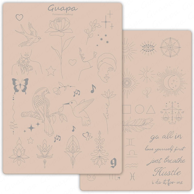 Guapa 2-Sided Printed 1.5MM Silicone Tiny Tattoo Practice Pad –