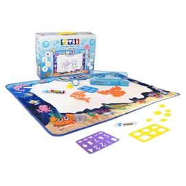 TYTAN TILES Under The Sea Doodle Mat, Self-Cleaning Mat, Water-Powered Magic Pens, Colors Disappear After 5-10 Minutes, Endless Doodling & Fun, Foldable, Creative Play, Imagination, Ages 3 and Up
