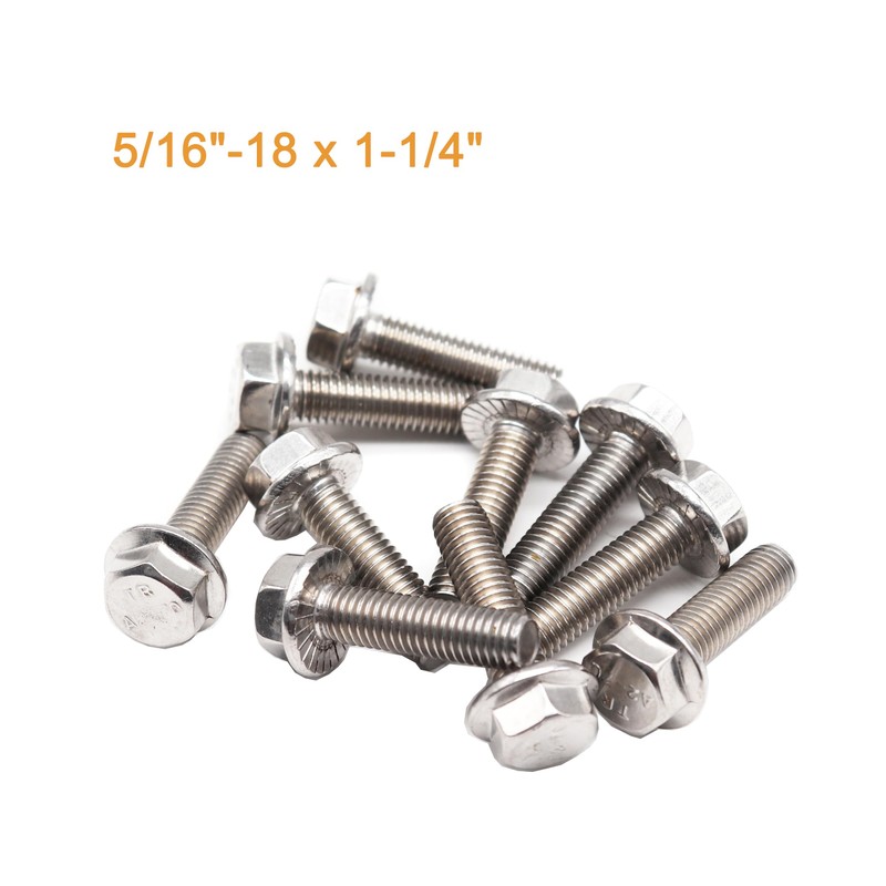 binifiMux 10pcs 5/16"-18 x 1-1/4" Serrated Flanged Hex Bolts Flange