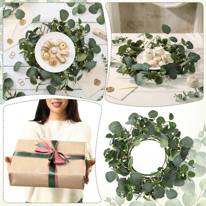 Gandeer Wedding Placemats Set of 6 Artificial Eucalyptus Leaves Place