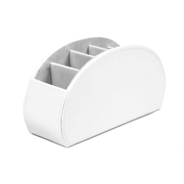 OSCO White Faux Leather Remote Organiser | 5 Compartments |