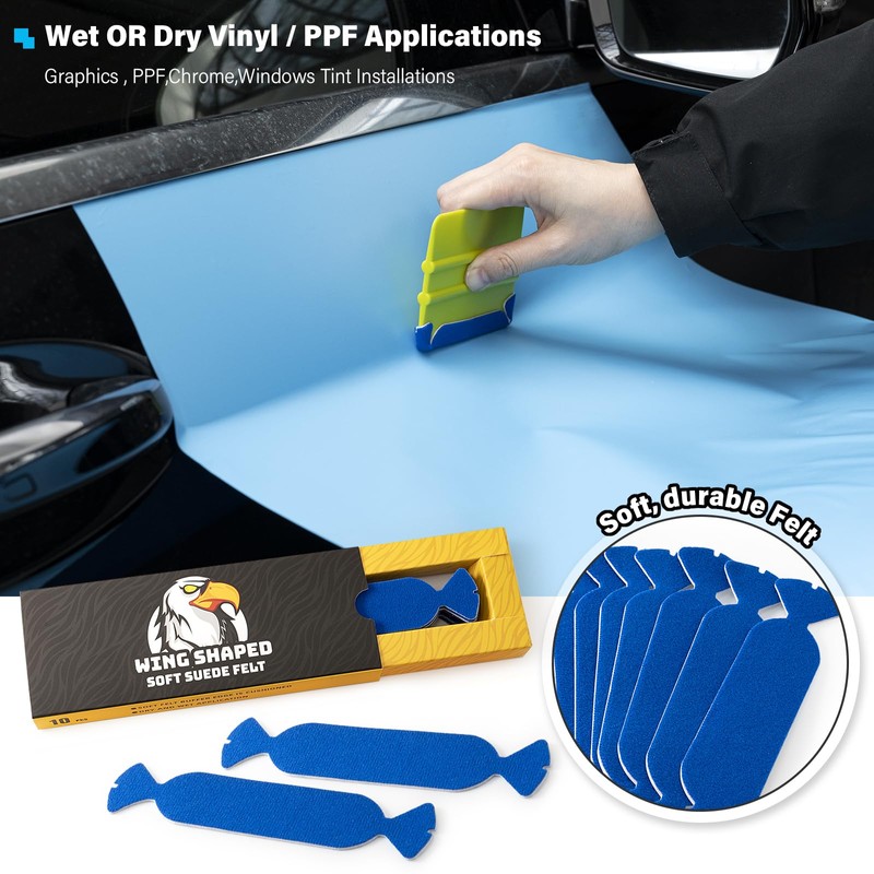 Gomake Vinyl Squeegee Buffer 10PCS Pre-Cut Felt for Window Tint