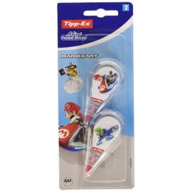 Bic Tipp-Ex Mario Kart Mini Pocket Mouse Corrector Ribbons 6 m x 5 mm Assorted Decorations, Blister of 2