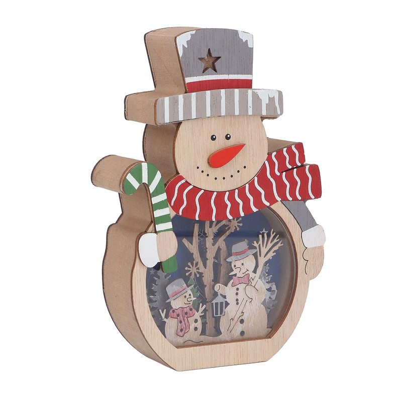 Luminous Christmas Ornament LED Light Emitting Wooden Christmas Decorations Ornaments