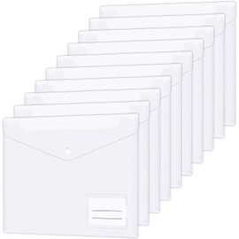 Plastic Wallets A4, 12 Pcs Plastic Document Folder with Snap Button Clear File Folders with Pocket Envelope Wallet Storage Bags for School Office Home Supplies Transparent