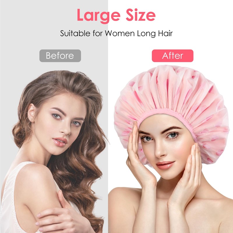 Auban Shower Cap, Shower Cap for Women Terry Cloth Lined
