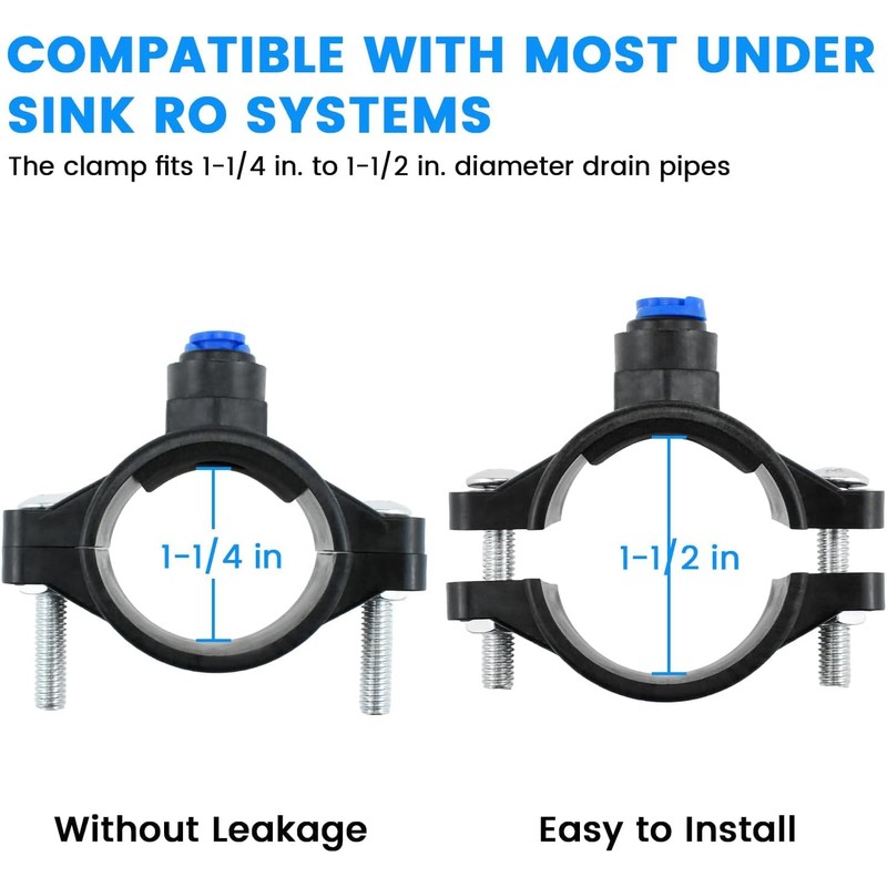 2 Pcs 1/4 Inch Quick Connect Clamps Black Plastic Drain
