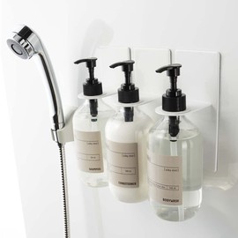 Yamazaki 4867 3SET Magnetic Bathroom Dispenser Holder, Tower, Set of 3, Shampoo, Storage, White