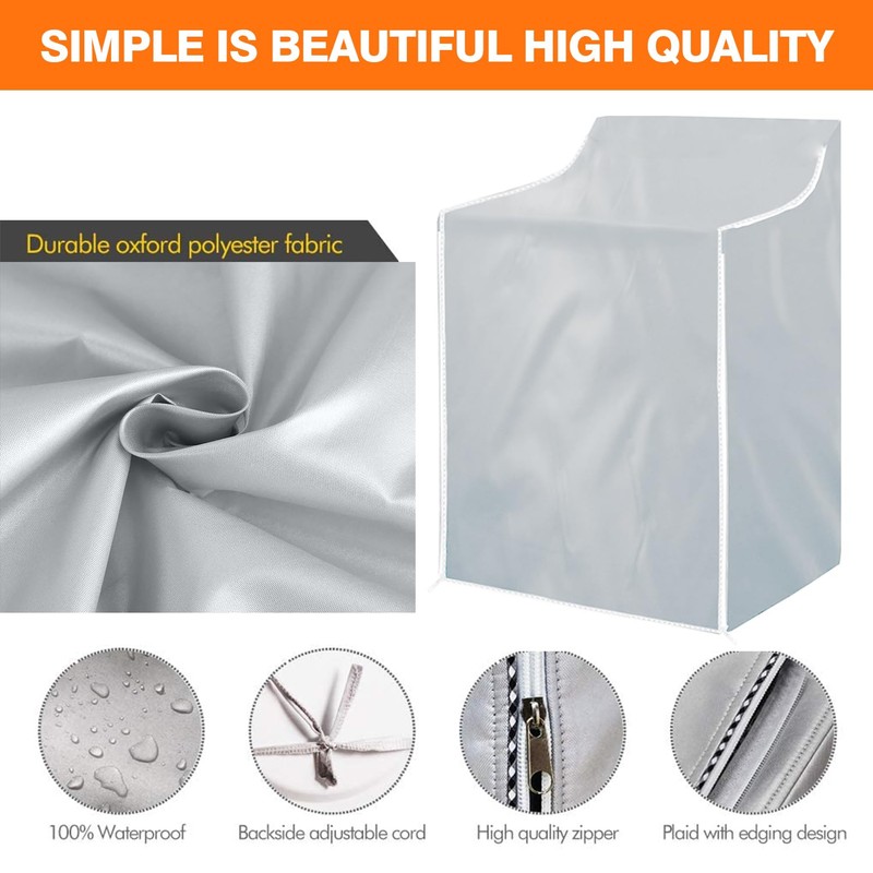 2Pack Washer and Dryer Covers, Portable Washer Cover with Zipper